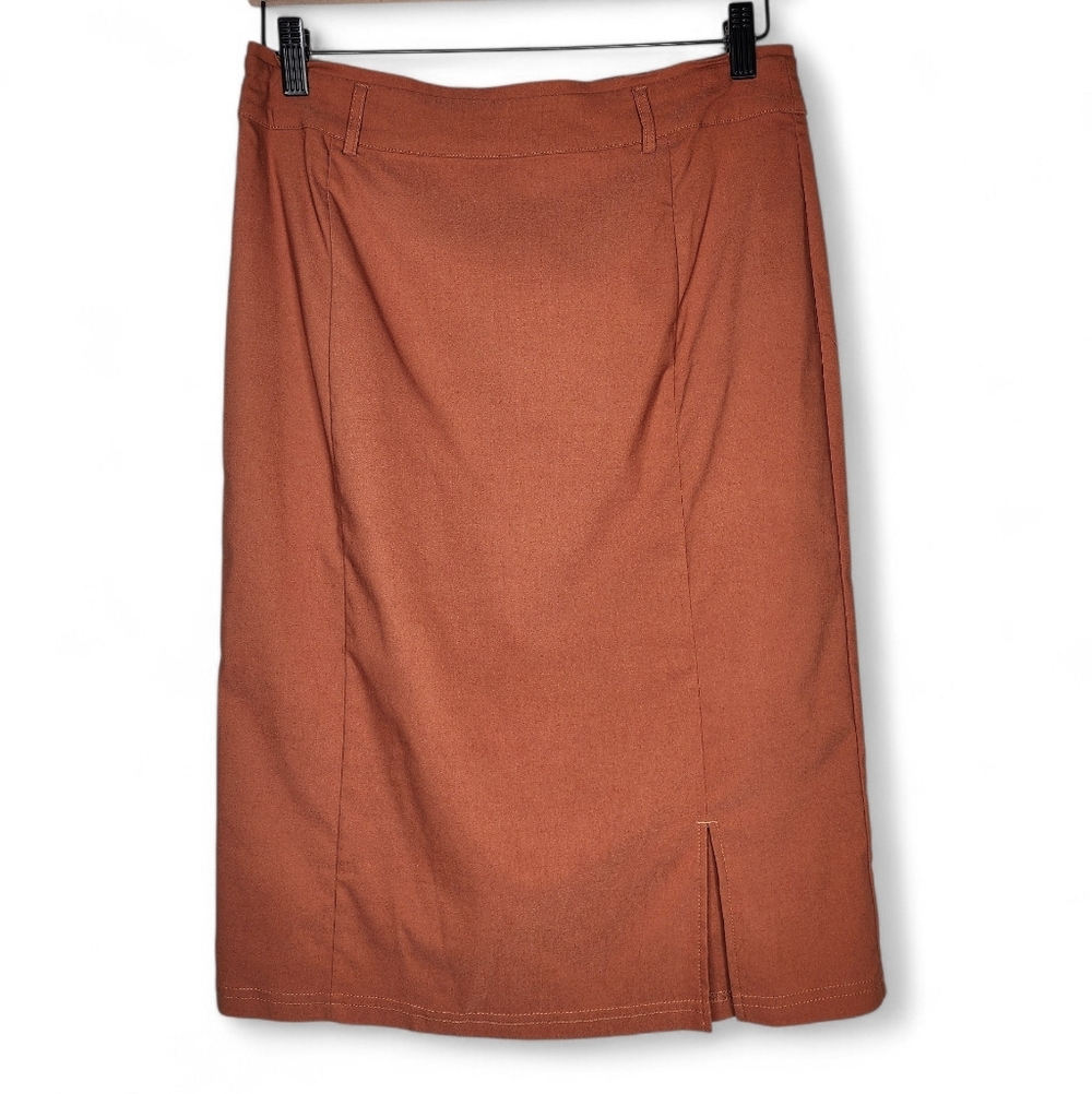 Kate Kasin Bodycon Knee Length Pencil Skirt in Terracotta Size L New With Tags